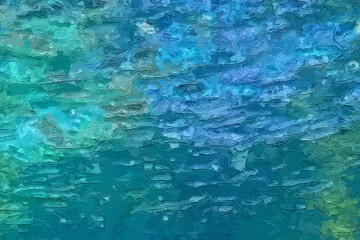 Fototapeta premium Oil paintings and various flowers and marine creatures are dazzling with beauty