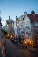 Fototapeta premium Colorful facades and buildings in old central part of Gdansk city, Poland in sunny day