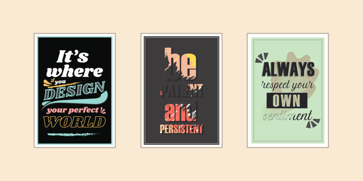 Inspiring Typography Motivation Illustration set. Inspirational retro placard designs for office, room. Leadership, self development, personal growth creative banners.
