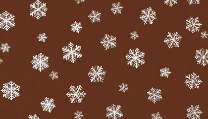 Snowflakes Pattern with Snowfall on Christmas brown Background