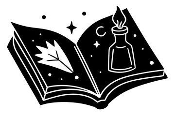 illustration of a book with a feather