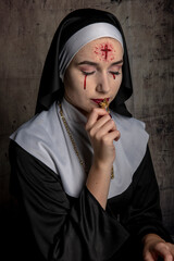 portrait of a person nun horror