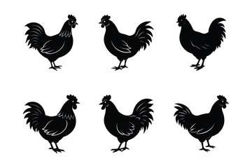 Fototapeta premium Chiken silhouette bundle includes high-quality vector designs perfect for t-shirts, mugs, books, posters, and more. Ready-to-use printable files for any project.