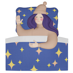 3D sleeping giirl flat design 