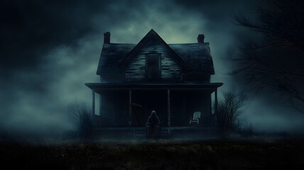 Grim Reaper on the Porch - Grim Reaper sitting in the stairs waiting