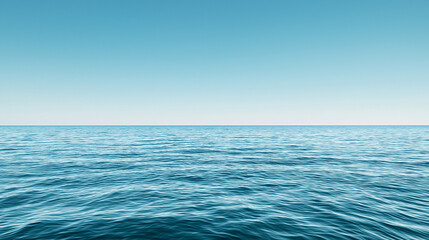 Obraz premium Tranquil blue ocean meeting the horizon under a clear sky, offering a calming and vast backdrop for nature or relaxation themes.