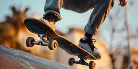 Skateboard Trick, Ramp Ride, Skating Motion, Urban Skate, Balance Skill