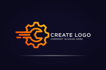 gear key logo design use flying line concept