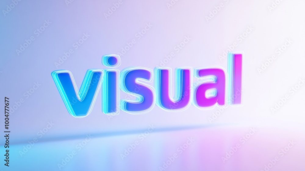Poster visual text in neon colors on gradient background