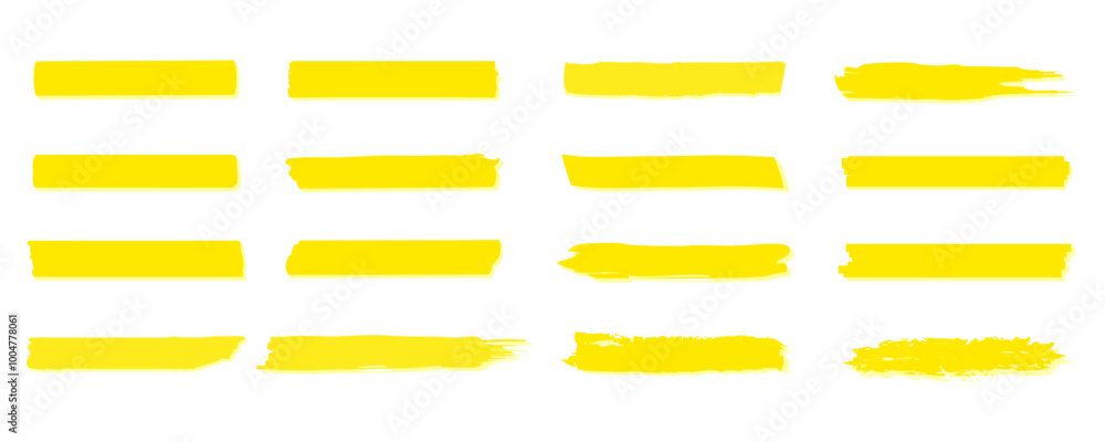 Fototapete yellow vector marker graphic stylish element. highlighting and underlining text. brush lines. hand d