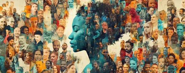 A vibrant collage representing diverse individuals, showcasing unity, identity, and the beauty of multiculturalism.