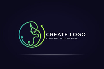 beauty women line logo concept