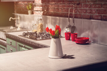 Kitchen dining room country style, rustic style in the interior