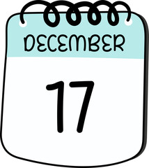 new hand drawn calendar icon for date 17 December