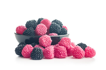 Sweet jelly candies isolated on white background.