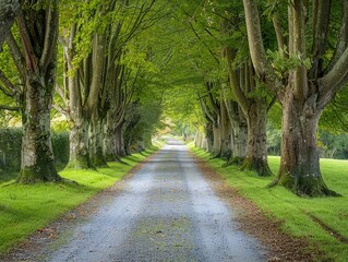 Tree-Lined Driveway, serene country road, natural beauty
