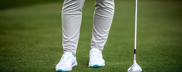 Golfer using a weighted club for training, building strength for precision swings