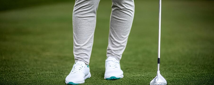 Golfer using a weighted club for training, building strength for precision swings