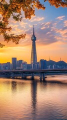 Fototapeta premium Dongjak bridge offering scenic view of city skyline photos