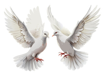 Two white doves flying together, perfect for wedding and love-themed designs