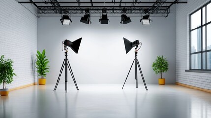 Creative Studio Space with Professional Lighting Setup
