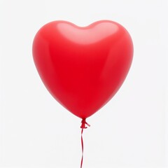 Single red heart-shaped balloon floating against a white background, symbolizing love and celebration