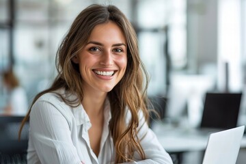 Thriving in Her Modern Office: A Successful and Happy Female Real Estate Agent