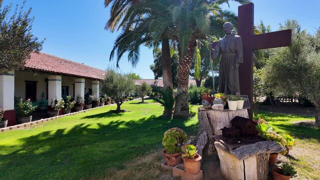 Mission San Miguel Arc&aacute;ngel garden, San Miguel, California, USA. One of the series of 21 Spanish religious outposts in Alta California founded by Father Jun&iacute;pero Serra