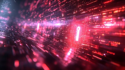 Abstract red and white digital circuit board background. Concept of technology, innovation, and future