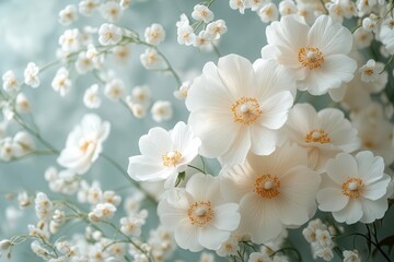 delicate white and gold flowers cascade across a soft background evoking elegance and romance this enchanting wedding invitation design exudes charm and sophistication