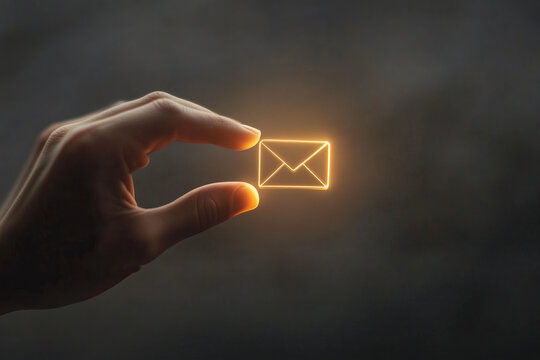 Mailing list contact post or envelope icon button, communication with business clients customer support.