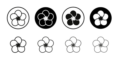 Araliya flower icon Collection of flat thin outline vector