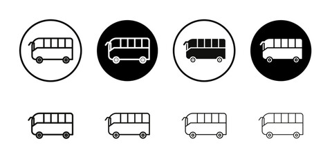 Bus coach icon Collection of flat thin outline vector