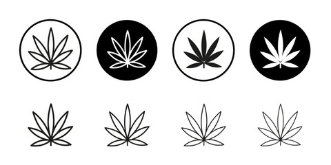 Obraz premium Cannabis leaf icon Collection of flat thin outline vector