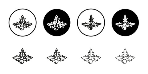 Christmas holly berry icon Collection of flat thin outline vector