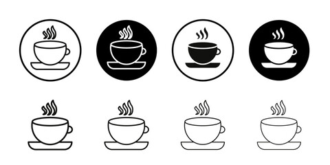 Cup of coffee icon Collection of flat thin outline vector
