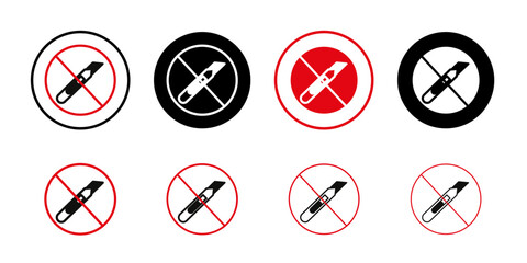 Do not cut sign Collection of flat thin outline vector