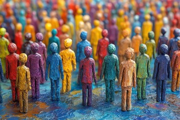 Obraz premium diverse human figures portrayed in vibrant colors expressing their unique desires and motivations ideal for marketing analysis and representation of different demographic segments
