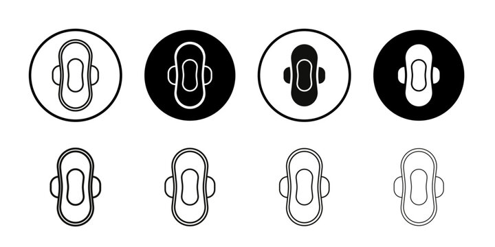 Feminine hygiene pad icon Collection of flat thin outline vector