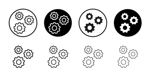 Gear icon Collection of flat thin outline vector