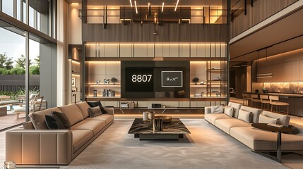 Chic modern living room with an open floor plan, plush seating, and a large TV