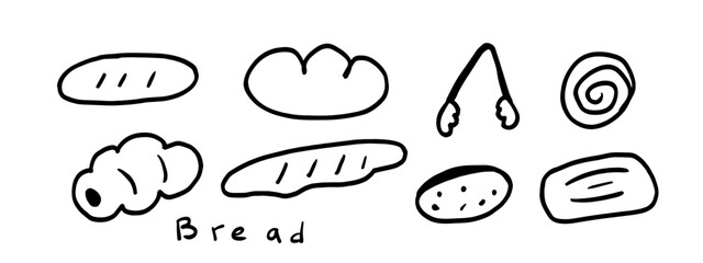 Minimalist Bread Doodle Set | Two Color Black & White Vector Illustration