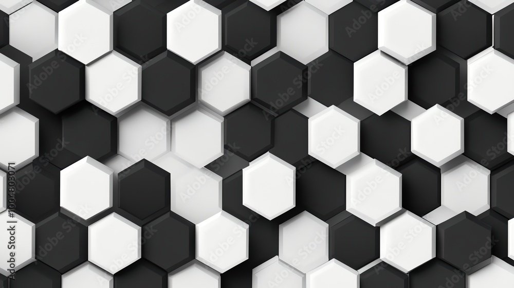 Aufkleber abstract geometric background with black and white hexagonal shapes.