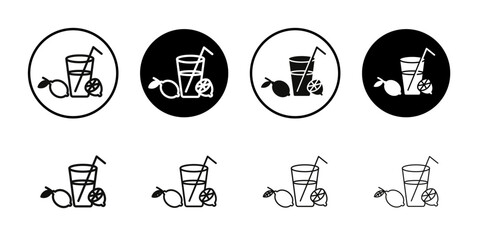 Lemonade icon Collection of flat thin outline vector