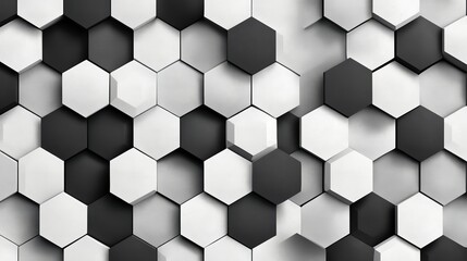 A geometric pattern of black and white hexagons.