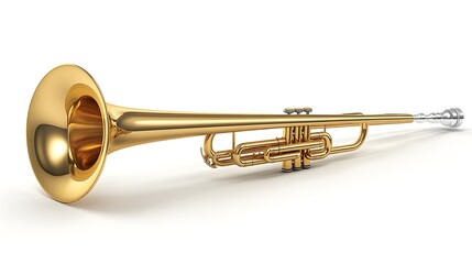 Obraz premium Beautiful Gold Trumpet Music Instrument in Detailed Focus photo