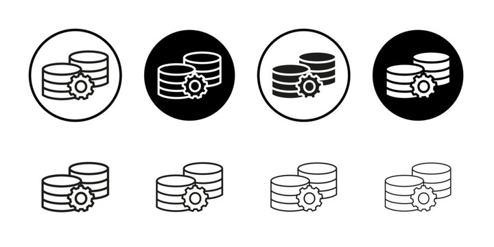 Master data icon Collection of flat thin outline vector