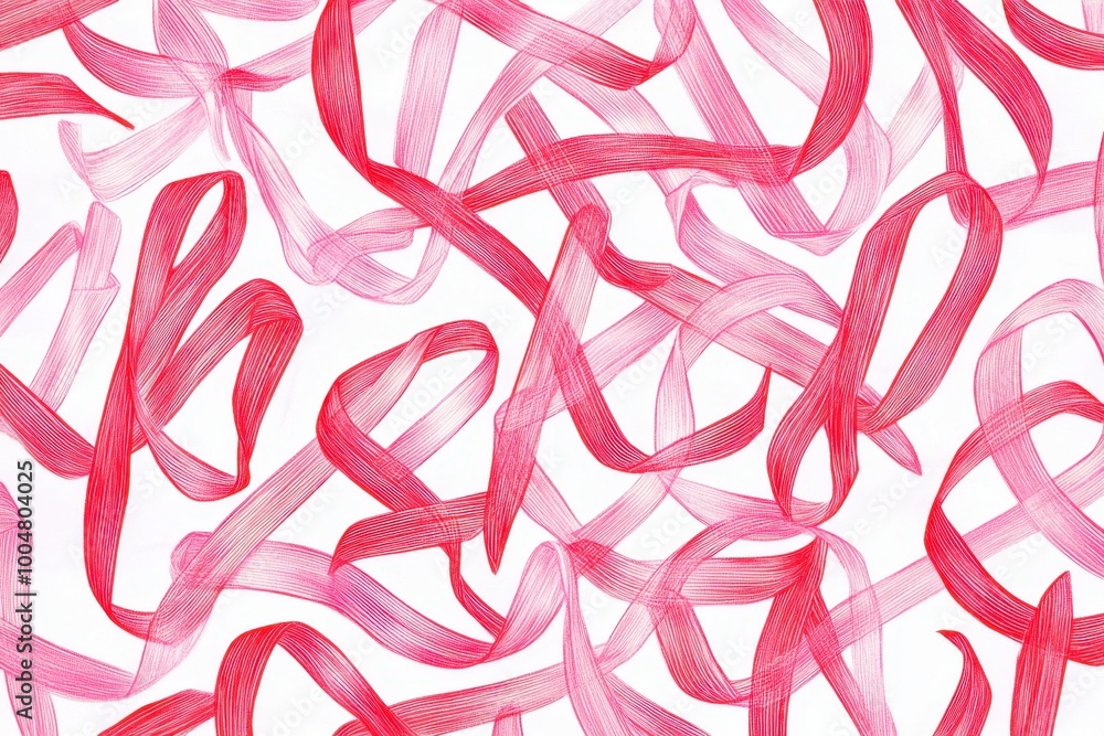 Poster pink and red ribbon pattern on a white background generative ai