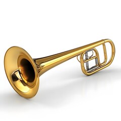 Naklejka premium Gold Trumpet Instrument Macro Photography Highlighting Brass Finish