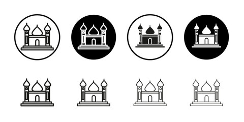 Mosque icon Collection of flat thin outline vector